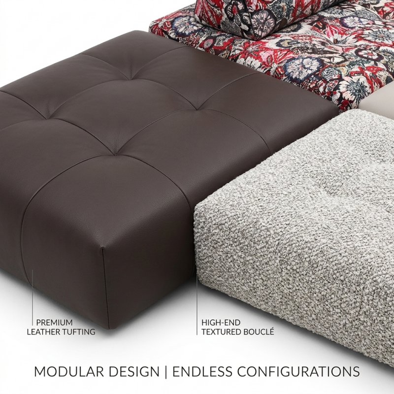 Modular Sectional Floor Sofa, Frameless Cloud Couch, Free Combination Convertible Lazy Sofa for Living Room, Small Apartment & Multi-Space Use