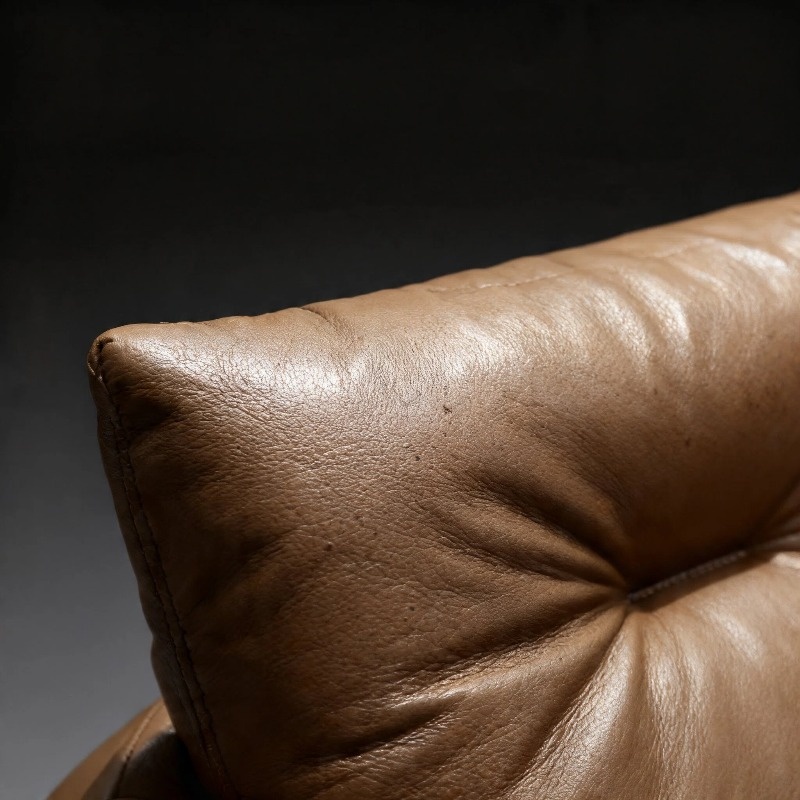 Modern 3 Seater Leather Sofa Couch, Oversized Comfy Upholstered Deep Seat Sofa, Mid-Century Wide Armrest Cloud Couch, Heavy Duty Living Room Furniture Couch for Apartment, Office, Taupe Brown