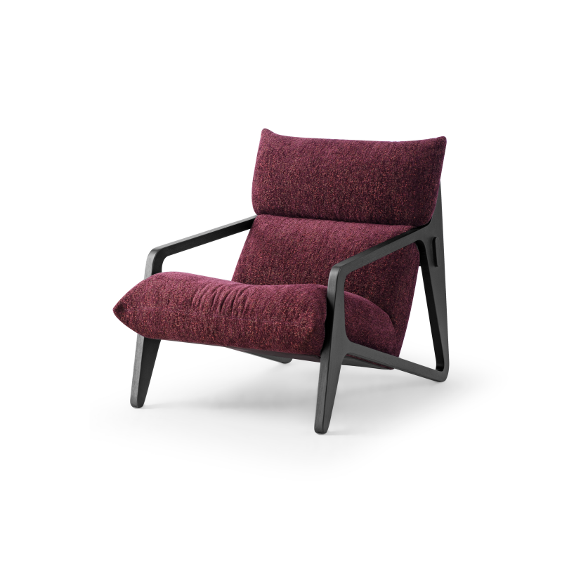 Cut Pile Jacquard Fabric Reading Chair, Ultra Comfy High Rebound Sponge Padded Lounge Chair, Natural Ash Wood Frame Mid-Century Modern Armchair, Single Relax Sofa Chair for Apartment Home Office