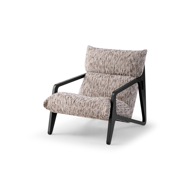 Cut Pile Jacquard Fabric Reading Chair, Ultra Comfy High Rebound Sponge Padded Lounge Chair, Natural Ash Wood Frame Mid-Century Modern Armchair, Single Relax Sofa Chair for Apartment Home Office
