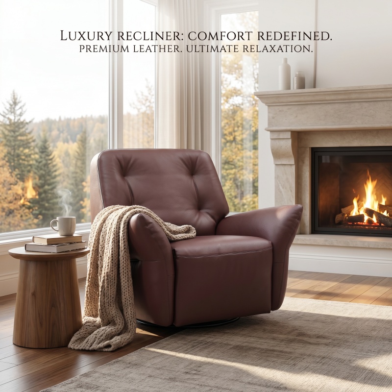 Premium Full Top Grain Leather Power Recliner, Modern Ergonomic Electric Reclining Chair, Solid Wood Structure Leisure Single Sofa for Luxury Home Theater &amp;amp; Living Room Decor