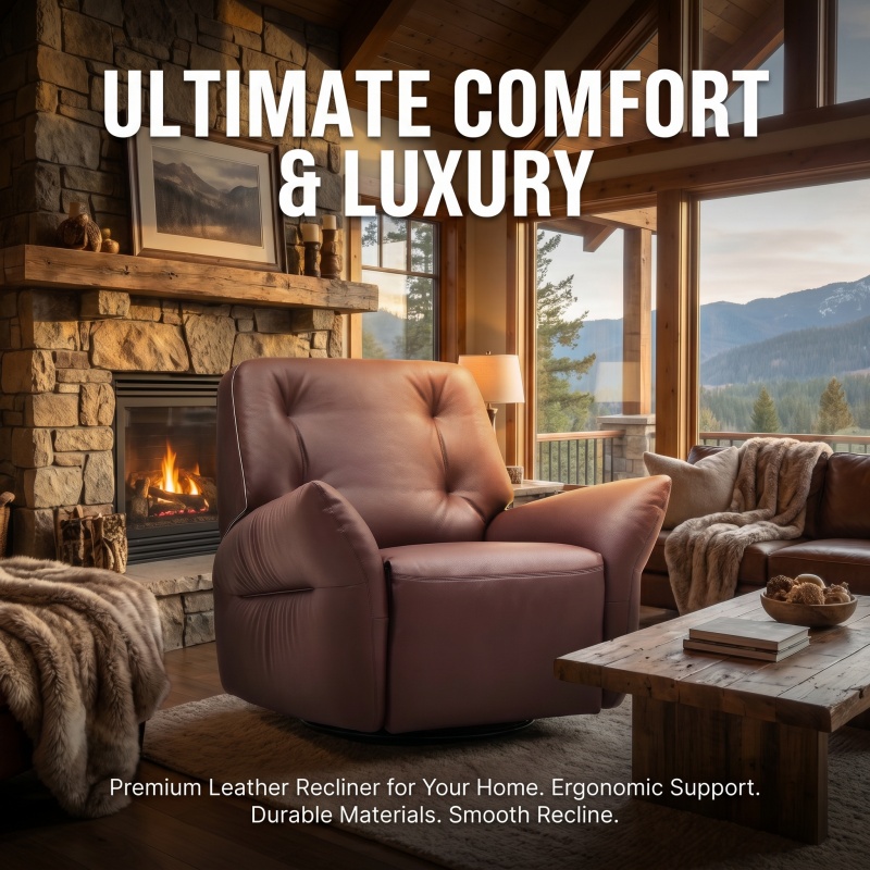 Premium Full Top Grain Leather Power Recliner, Modern Ergonomic Electric Reclining Chair, Solid Wood Structure Leisure Single Sofa for Luxury Home Theater &amp;amp; Living Room Decor