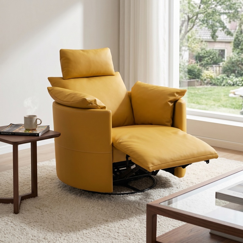 Modern Cloud Fabric Electric Recliner, Fluffy Down & High Density Foam Filled Ergonomic Power Lounge Chair, Stylish Accent Chair for Light Luxury Home Decor