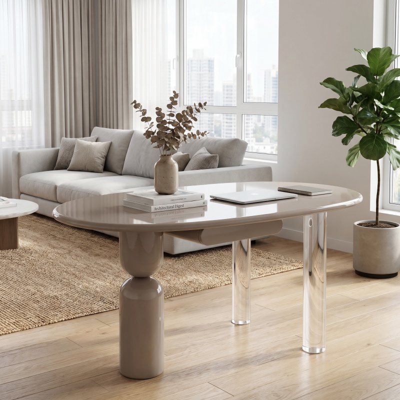 Premium Designer Oval Dining Table, Modern Minimalist Statem