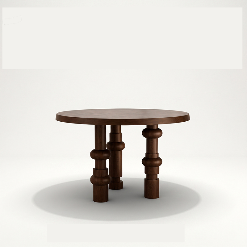 Premium All Solid Wood Round Dining Table, Retro Designer Style with White Oak Veneer Top & Natural Ash Wood Legs, Classic Statement Dining Room Furniture